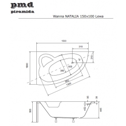 Wanna akrylowa Natalia Standard 150x100 lewa z obudową Piramida, Besco
